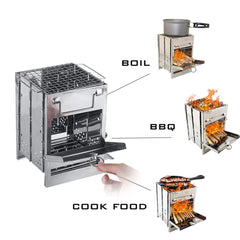 Lightweight Folding Wood Stove – Adjustable Outdoor Cooking Gear