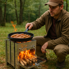 Lightweight Folding Wood Stove – Adjustable Outdoor Cooking Gear