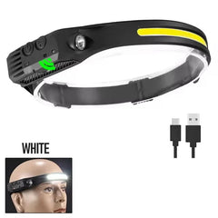 USB Rechargeable LED Sensor Headlamp LED Head Torch Built-in Battery Head Flashlight Outdoor Camping Fishing Headlight Work Ligh