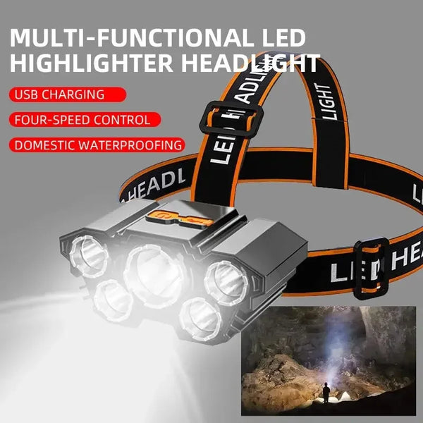 Mini Headlamp Tactical Flashlight Usb Rechargeable High Power Led Flashlight Led Strong Self-defense Personal Defense Articles