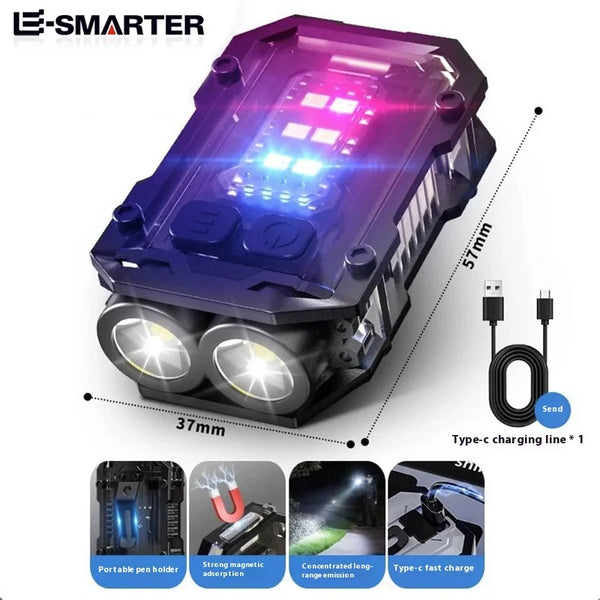 Rechargeable LED+COB Mini Multifunctional Flashlight Portable Outdoor Camping Emergency Keychain Light