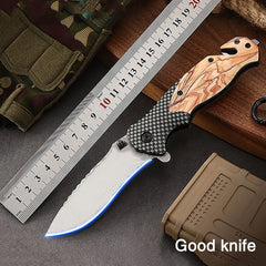 Multi functional household folding knife, fruit knife, men's self-defense survival tool knife, outdoor camping EDC fishing