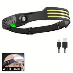 USB Rechargeable LED Sensor Headlamp LED Head Torch Built-in Battery Head Flashlight Outdoor Camping Fishing Headlight Work Ligh