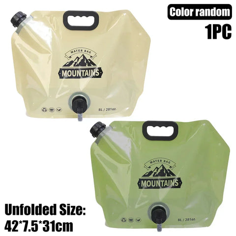 8L Portable Water Bag Folding Bucket Water Container Jug Bottle Pouch Outdoor Travel Camping with Handle Camping Supplies