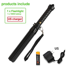 Baseball Bat LED Flashlight AluminumAlloy Focusable Zoomable Super Bright Self Defense Mace Light Tactical Baton Emergency Torch