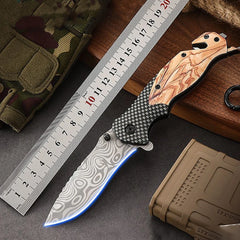 Multi functional household folding knife, fruit knife, men's self-defense survival tool knife, outdoor camping EDC fishing