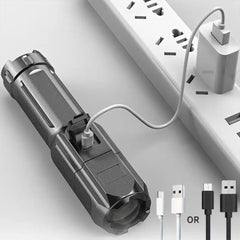 Super Bright Zoomable Flashlight LED Light USB Rechargeable Handheld Torch Waterproof 3 Modes Waterproof for Outdoor Camping