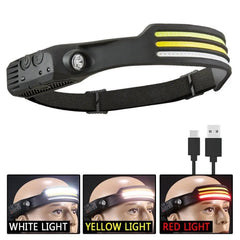 USB Rechargeable LED Sensor Headlamp LED Head Torch Built-in Battery Head Flashlight Outdoor Camping Fishing Headlight Work Ligh