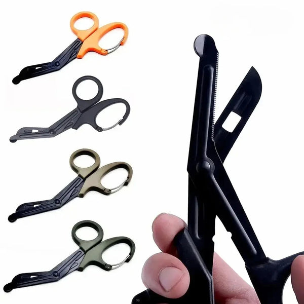 Emergency Trauma Shears with Carabiner Clip – Tactical Medical Scissors for Hiking, Travel & Outdoor Survival