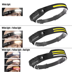 USB Rechargeable LED Sensor Headlamp LED Head Torch Built-in Battery Head Flashlight Outdoor Camping Fishing Headlight Work Ligh