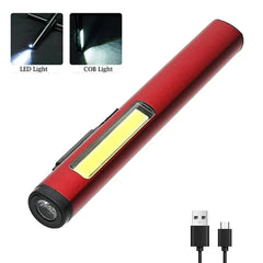 Multifunctional 4 in 1 LED Flashlight Mini USB Rechargeable 800mah Pen Clip Flashlight 365nm UV Light COB Camping Work Repair