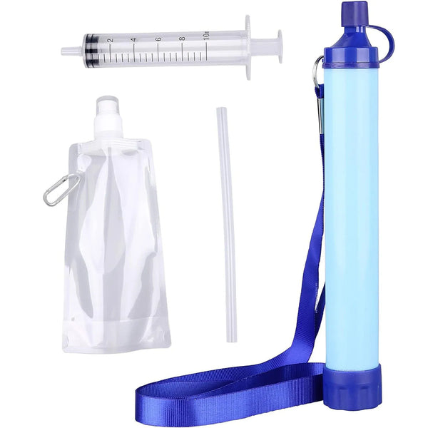 396 Gallons Outdoor Personal Water Filter 0.01Mi 4-Stage Filtration System Portable Water Purifier Survival Straws for Travel