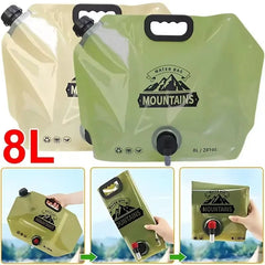 8L Portable Water Bag Folding Bucket Water Container Jug Bottle Pouch Outdoor Travel Camping with Handle Camping Supplies