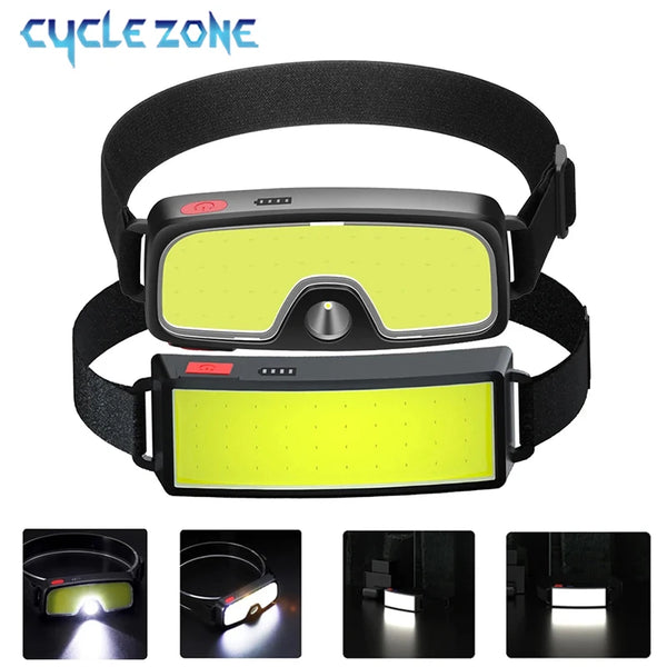 Powerful Headlamp Rechargeable COB LED Headlight Flashlight Outdoor Emergency Lantern Night Working Lights Camping Supplies