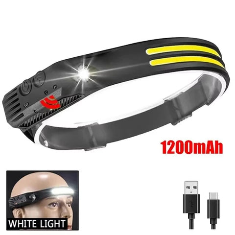 USB Rechargeable LED Sensor Headlamp LED Head Torch Built-in Battery Head Flashlight Outdoor Camping Fishing Headlight Work Ligh
