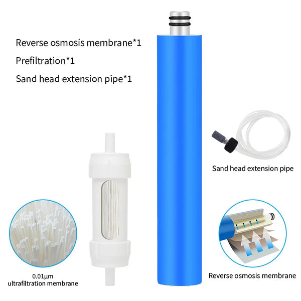 Filterwell Portable Hand Pump RO Water Filter Purifier Reverse Osmosis Outdoor Emergency Survival Kit for Hiking Camping Travel