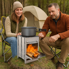 Lightweight Folding Wood Stove – Adjustable Outdoor Cooking Gear
