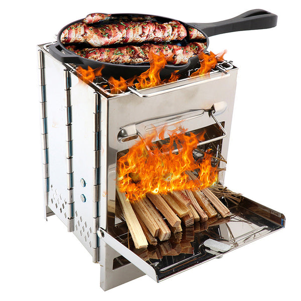 Lightweight Folding Wood Stove – Adjustable Outdoor Cooking Gear