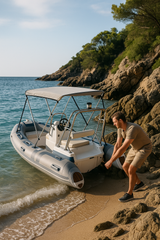 Premium Inflatable RIB Boat with Canopy – Lightweight, Durable, and Perfect for Fishing, Diving & Family Adventures