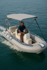 Premium Inflatable RIB Boat with Canopy – Lightweight, Durable, and Perfect for Fishing, Diving & Family Adventures