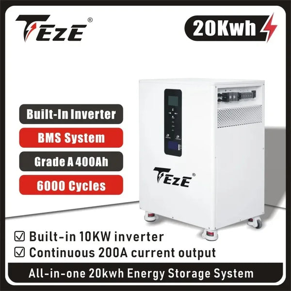 20KWh 15KWh 48V LifePo4 Battery 51V All In One Solar Energy System Built-in MPPT&Inverter 10KW Power/200A Current