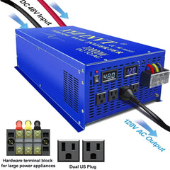 10000W Pure Sine Wave Inverter 24V 220V Solar Power Inverter Battery Bank Converter 12V/36V/48V/96V DC to 110V/120V/230V/240V AC