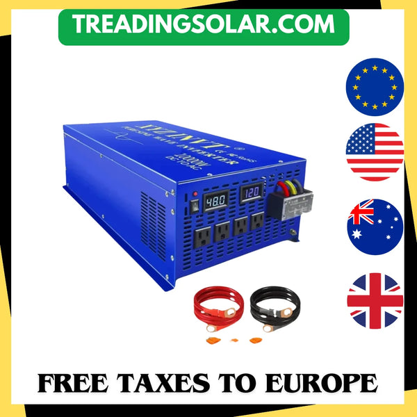 10000W Pure Sine Wave Inverter 24V 220V Solar Power Inverter Battery Bank Converter 12V/36V/48V/96V DC to 110V/120V/230V/240V AC