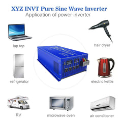 10000W Pure Sine Wave Inverter 24V 220V Solar Power Inverter Battery Bank Converter 12V/36V/48V/96V DC to 110V/120V/230V/240V AC