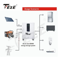 20KWh 15KWh 48V LifePo4 Battery 51V All In One Solar Energy System Built-in MPPT&Inverter 10KW Power/200A Current