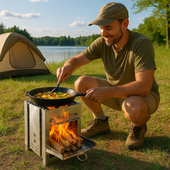 Lightweight Folding Wood Stove – Adjustable Outdoor Cooking Gear