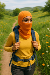 Orange Printed Polyester Balaclava Beanie – Lightweight Breathable Skull Cap for Cycling, Running, Hiking & All-Season Outdoor Sports (Unisex)