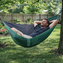 Green Camping Hammock with Mosquito Net – Lightweight & Portable