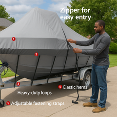 Seamanship 17-19ft Boat Cover Trailerable Jumbo 600D Marine Heavy Duty