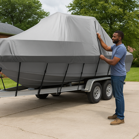 Seamanship 17-19ft Boat Cover Trailerable Jumbo 600D Marine Heavy Duty