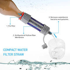 Outdoor Water Filter Straw Water Filtration System Emergency Water Drinking Purifier Sucker Travel Camping Hiking Survival Tools