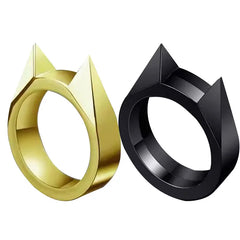 Self-defense cat ear ring window breaker women's anti-wolf men's single finger buckle carry defense spikes finger tiger