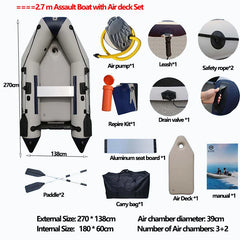 Inflatable Assault Boat with Air Deck – Military-Grade PVC