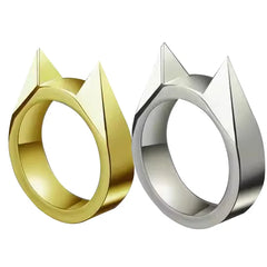 Self-defense cat ear ring window breaker women's anti-wolf men's single finger buckle carry defense spikes finger tiger