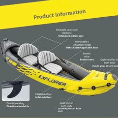 Explorer K2 Double Kayaking Inflatable Boat, 2 Seats, Sturdy Pvc Boat Raft Canoe, 2 Air Chamber Paddle Board Water Sports