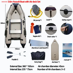 Inflatable Assault Boat with Air Deck – Military-Grade PVC