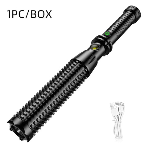 Spike lamp pole strong light charging outdoor ultra-bright multifunctional car self-defense window patrol flashlight