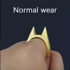 Self-defense cat ear ring window breaker women's anti-wolf men's single finger buckle carry defense spikes finger tiger