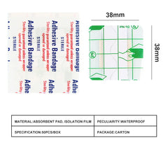 50PCS 38*38/72*19mm Transparent PU Waterproof Wound Plaster Band Aid Adhesive Bandage Protective Sticker Outdoor Home First Aid