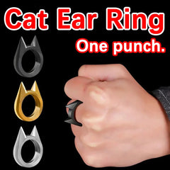 Self-defense cat ear ring window breaker women's anti-wolf men's single finger buckle carry defense spikes finger tiger