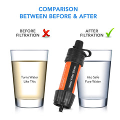 Outdoor Water Filter Straw Water Filtration System Emergency Water Drinking Purifier Sucker Travel Camping Hiking Survival Tools