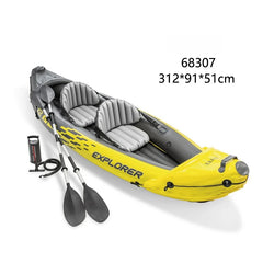 Explorer K2 Double Kayaking Inflatable Boat, 2 Seats, Sturdy Pvc Boat Raft Canoe, 2 Air Chamber Paddle Board Water Sports